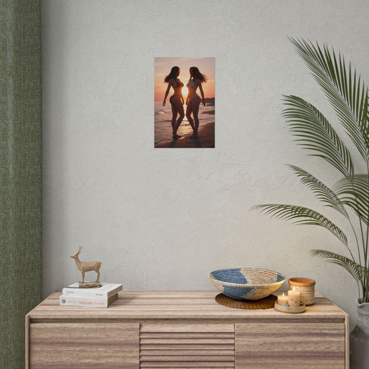 Tifa Aerith Poster, Final Fantasy Art Print – Legendary RPG Duo Wall Art small framed poster above console in cozy gaming room