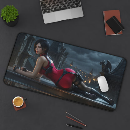 Ada Wong Mouse Pad – Action Game Gaming Mouse Pad, Stylish Gamer Desk Decor on desk showing character art, smooth tracking and stitched edge