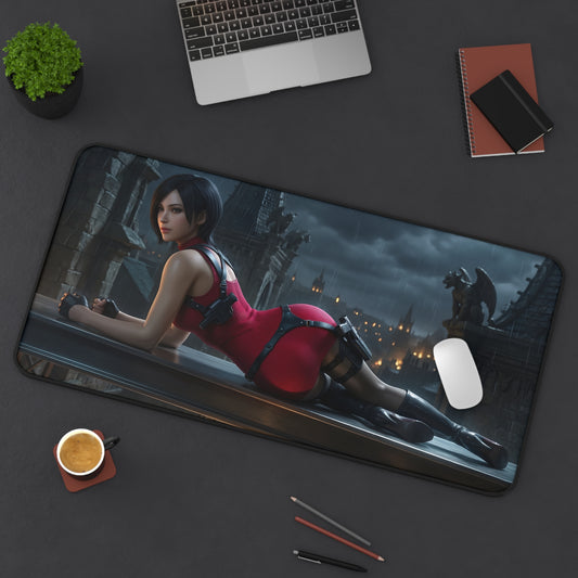 Ada Wong Mouse Pad – Action Game Gaming Mouse Pad, Stylish Gamer Desk Decor on desk showing character art, smooth tracking and stitched edge