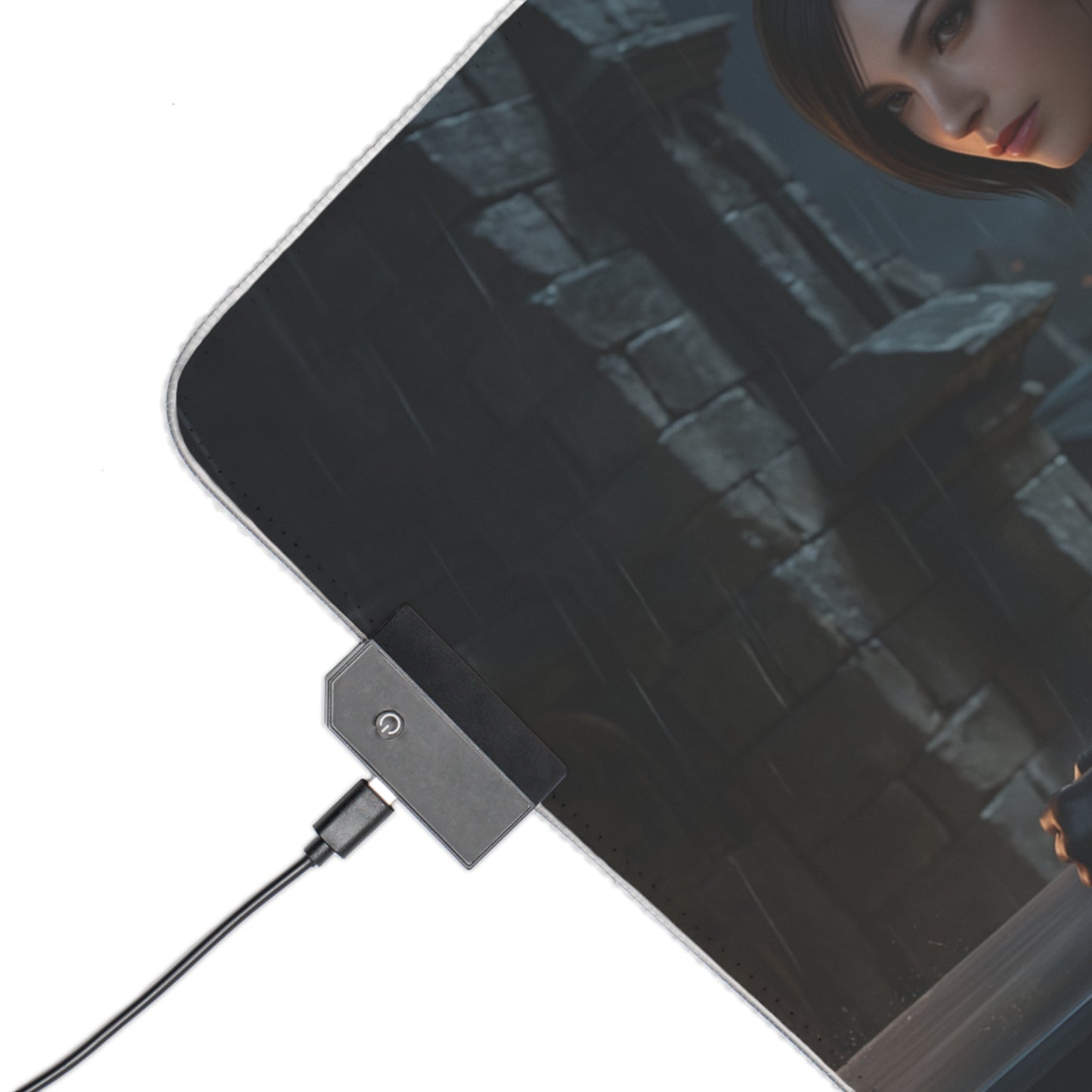 Ada Wong RGB Mouse Pad – Resident Evil LED Desk Mat, Gamer Room Setup with USB connector, edge RGB lighting and printed Ada Wong artwork