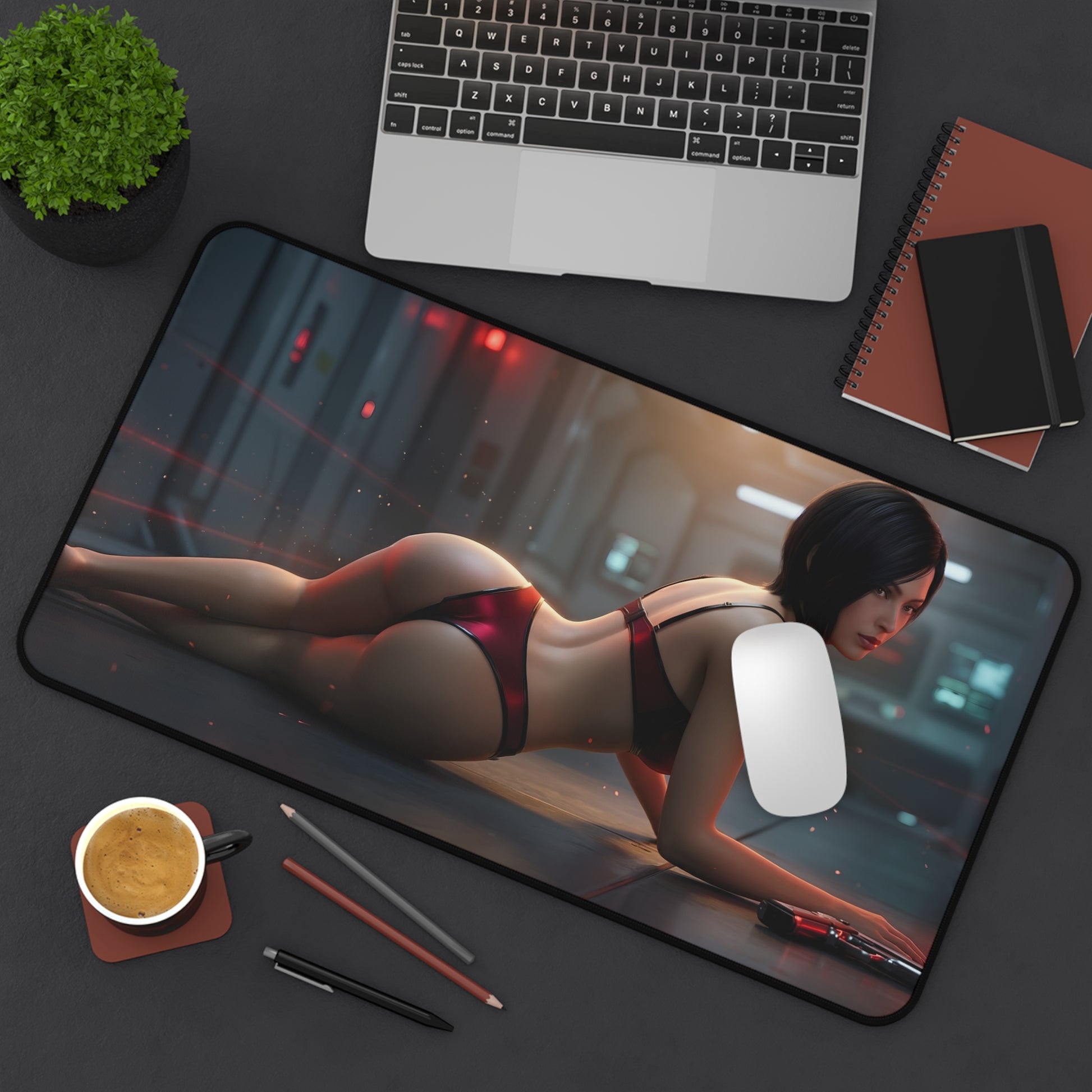 Ada Wong Mouse Pad – Tactical Action Gaming Mouse Pad, Stylish Gamer Desk Decor showing femme fatale artwork on a premium large gaming mouse pad
