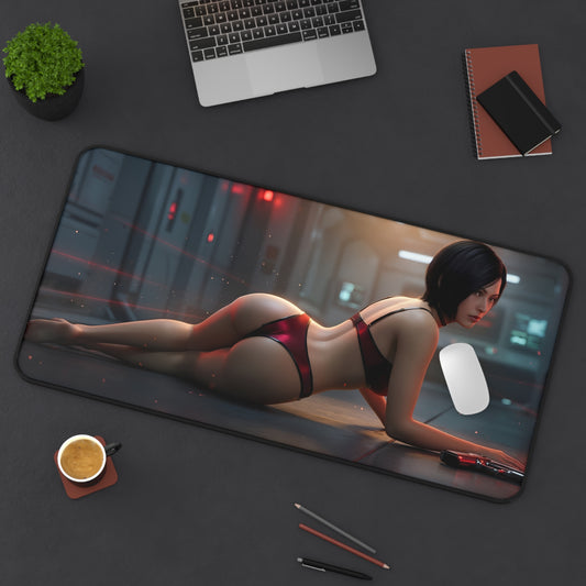 Ada Wong Mouse Pad – Tactical Action Gaming Mouse Pad, Stylish Gamer Desk Decor featuring sleek tactical character artwork on a large gaming desk pad