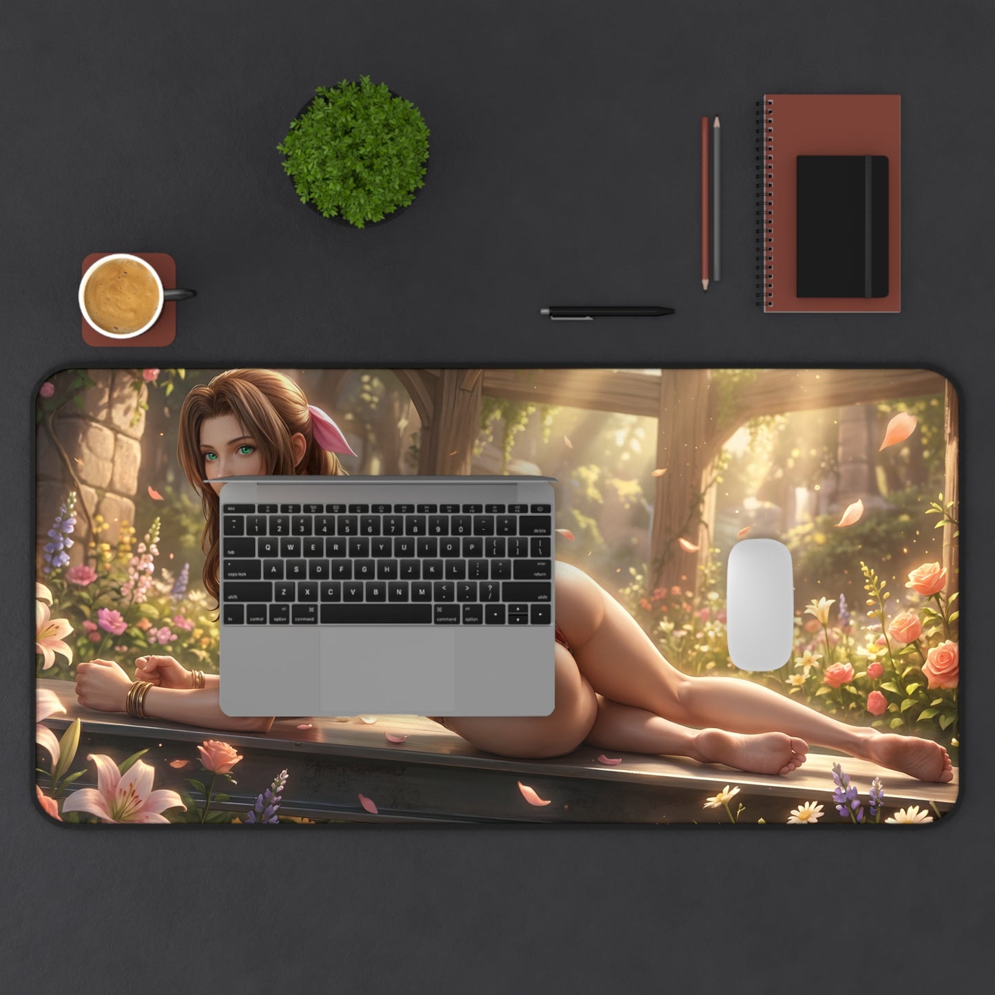 Aerith Mouse Pad – Fantasy RPG Gaming Mouse Pad, Stylish Gamer Desk Decor featuring fantasy artwork on a large non-slip gaming desk mat