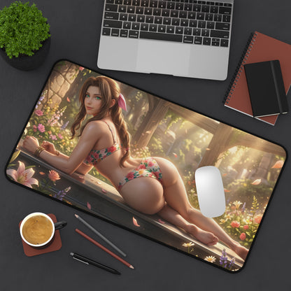 Aerith Mouse Pad – Fantasy RPG Gaming Mouse Pad, Stylish Gamer Desk Decor featuring detailed fantasy artwork on a gaming desk setup