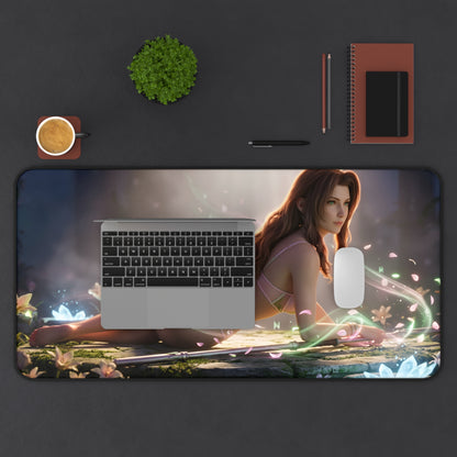 Aerith Gainsborough Mouse Pad – Fantasy RPG Gaming Mouse Pad, Stylish Gamer Desk Decor featuring elegant character artwork on a large gaming desk mat