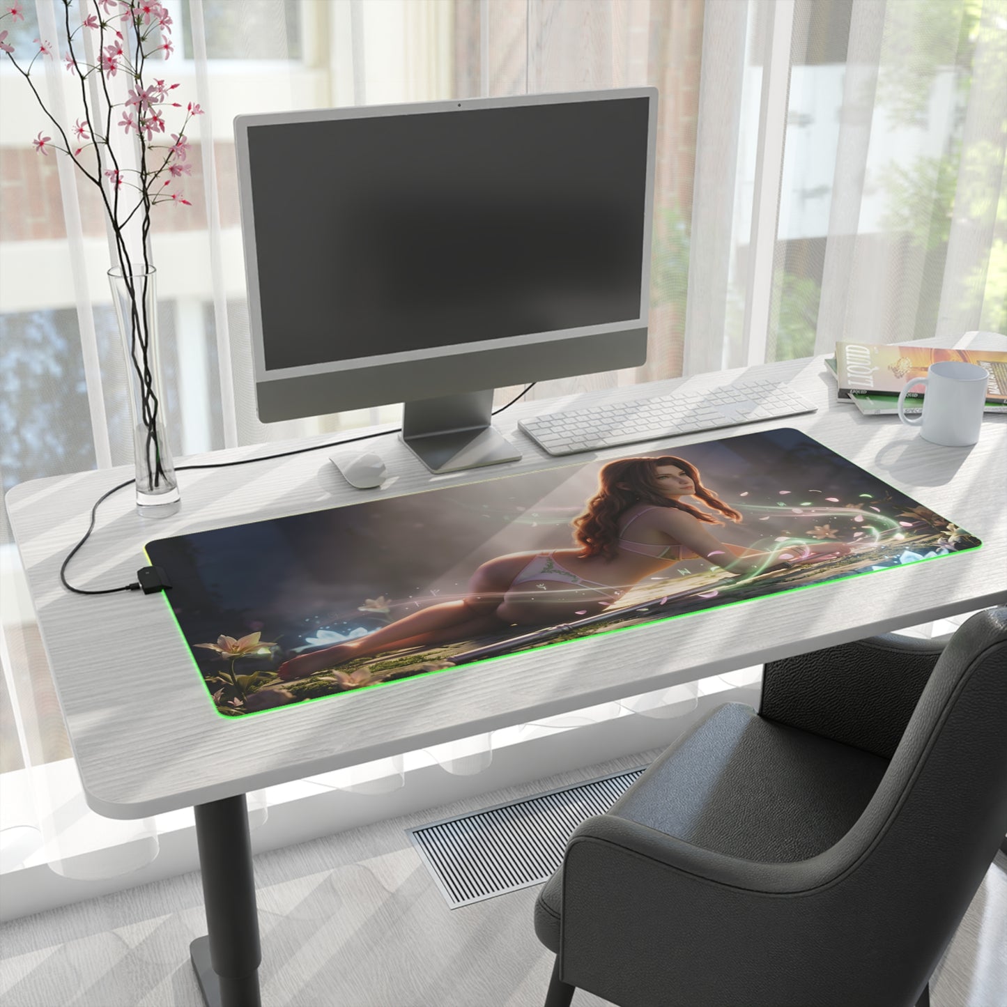 Aerith RGB Mouse Pad – Final Fantasy Illuminated Desk Mat, RPG Gamer Setup