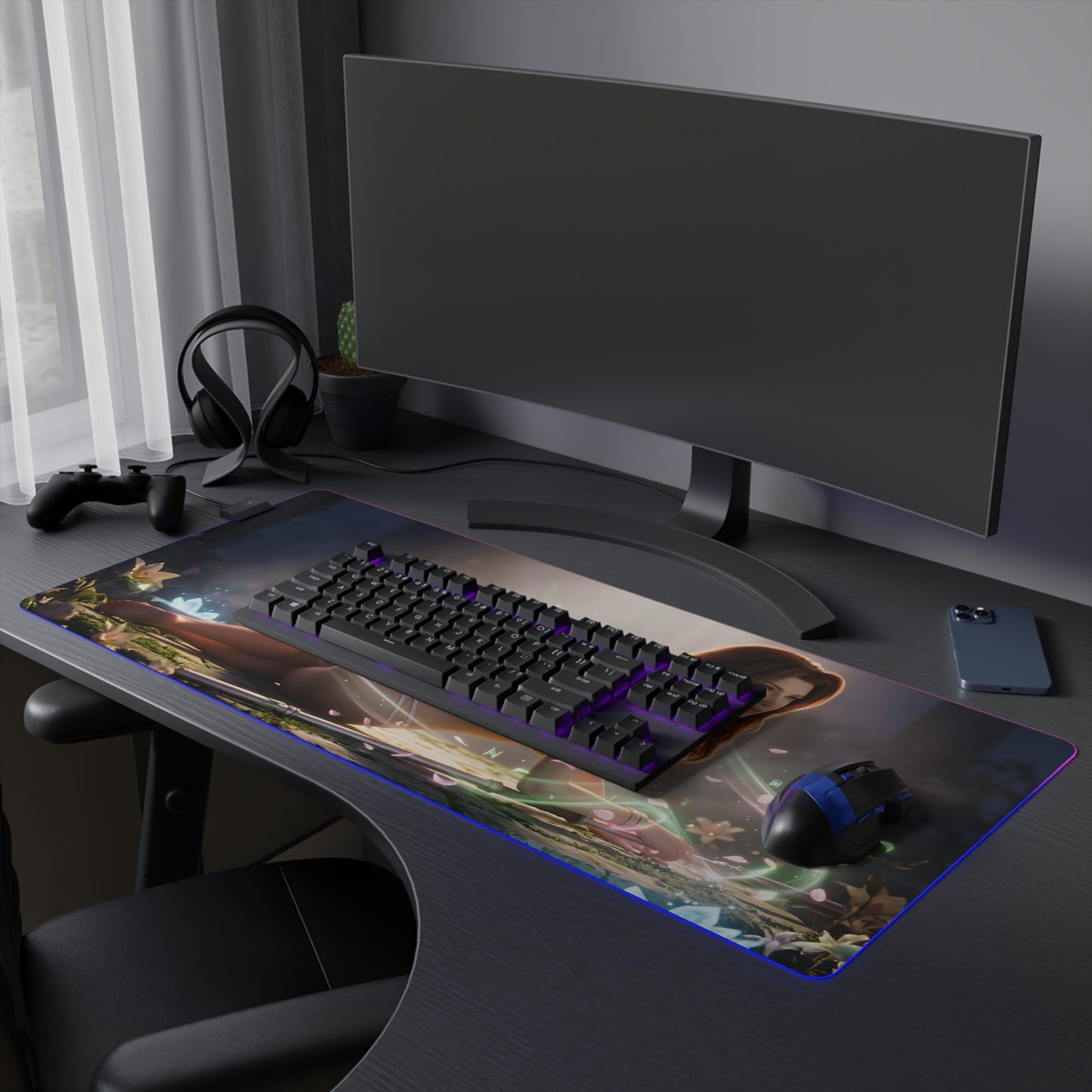 Aerith RGB Mouse Pad – Final Fantasy Illuminated Desk Mat, RPG Gamer Setup