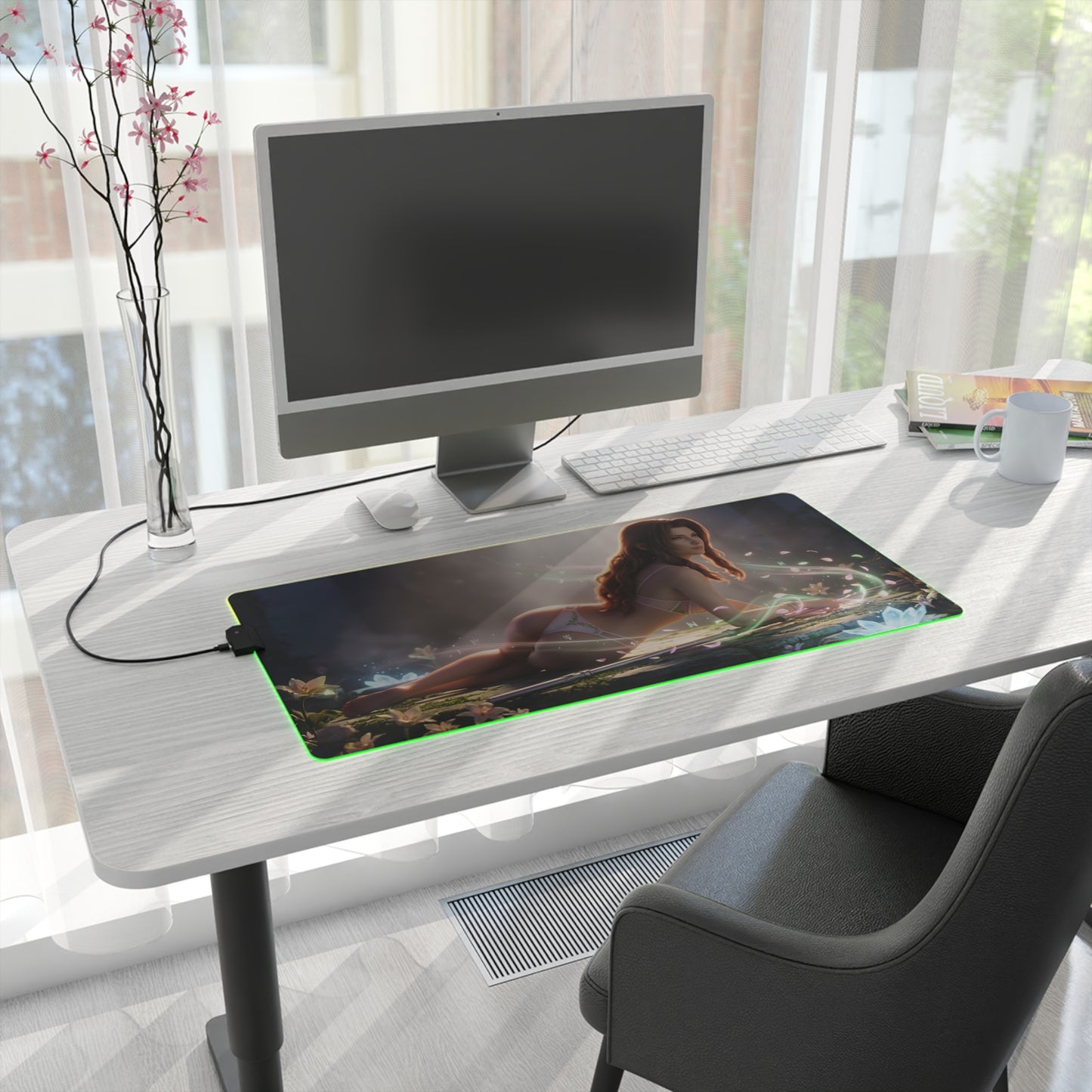 Aerith RGB Mouse Pad – Final Fantasy Illuminated Desk Mat, RPG Gamer Setup