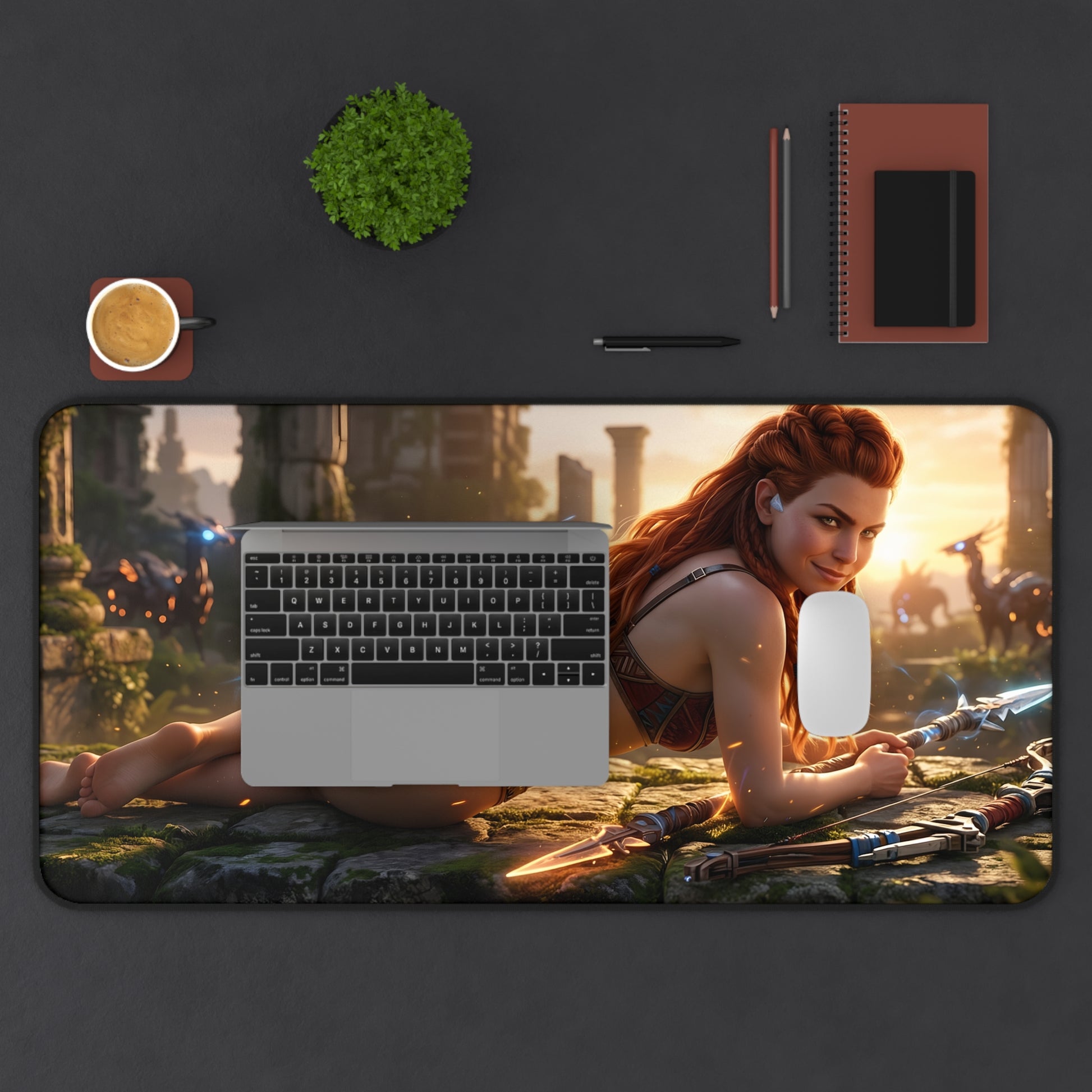 Aloy Mouse Pad – Horizon Game Gaming Mouse Pad, Stylish Gamer Desk Decor featuring Aloy artwork on a large gaming desk mat