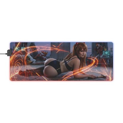 Asuka Mouse Pad, Evangelion RGB LED Desk Mat, Anime Gift for Gamer, Otaku Decor - Asuka pose LED gaming desk mat for anime setups