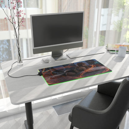 Asuka Mouse Pad, Evangelion RGB LED Desk Mat, Anime Gift for Gamer, Otaku Decor — RGB desk mat with Asuka artwork on gaming setup