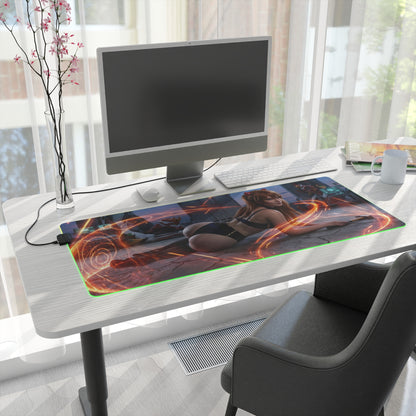 Asuka Mouse Pad, Evangelion RGB LED Desk Mat, Anime Gift for Gamer, Otaku Decor — long RGB desk mat with Asuka artwork on gaming desk
