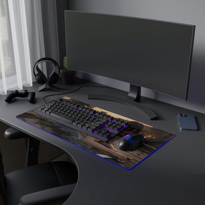 Attack on Titan Mouse Pad, Mikasa LED RGB Desk Mat, Gift for Gamer, Anime Room Decor — Mikasa battlefield sunset gaming desk mat