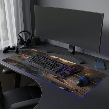 Attack on Titan Mouse Pad, Mikasa LED RGB Desk Mat, Gift for Gamer, Anime Room Decor — large RGB gaming desk mat with Mikasa artwork