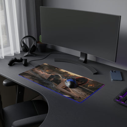 Attack on Titan Mouse Pad, Mikasa LED RGB Desk Mat, Gift for Gamer, Anime Room Decor - gaming desk mat with Mikasa artwork, RGB edge, smooth precision surface