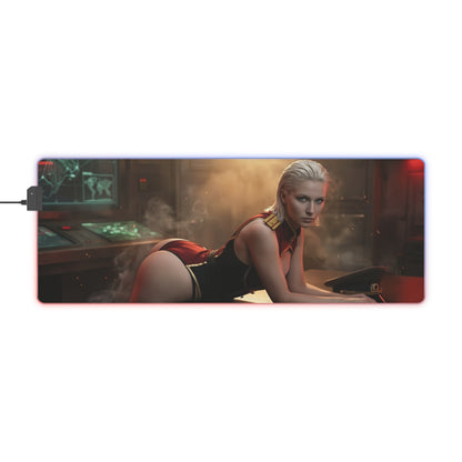 Balalaika Mouse Pad, Black Lagoon LED RGB Desk Mat, Anime Gift for Gamer Decor - dramatic military-themed RGB gaming desk mat with precision cloth surface