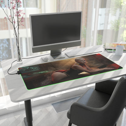 Balalaika Mouse Pad, Black Lagoon LED RGB Desk Mat, Anime Gift for Gamer Decor — LED gaming desk mat with commanding Balalaika artwork