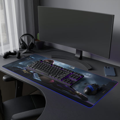 Batwoman RGB Mouse Pad – DC Comics Illuminated Desk Mat, Hero Gamer Decor featuring extended RGB desk mat with Batwoman artwork, anti-slip base