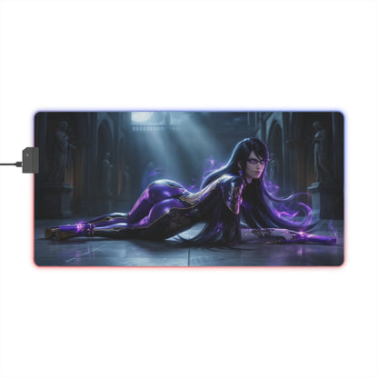 Bayonetta Mouse Pad, Bayonetta LED RGB Desk Mat, Gift for Gamer, Anime Room Decor — Bayonetta pose on RGB gaming desk mat
