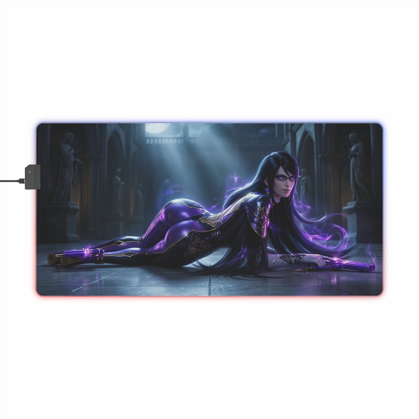 Bayonetta Mouse Pad, Bayonetta LED RGB Desk Mat, Gift for Gamer, Anime Room Decor – sleek LED gaming desk mat featuring Bayonetta in iconic pose