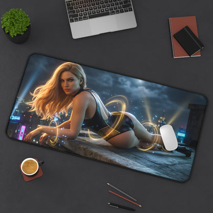 Black Canary Mouse Pad – DC Comics Gaming Mouse Pad, Stylish Gamer Desk Decor on desk with female character artwork, smooth surface and stitched edges