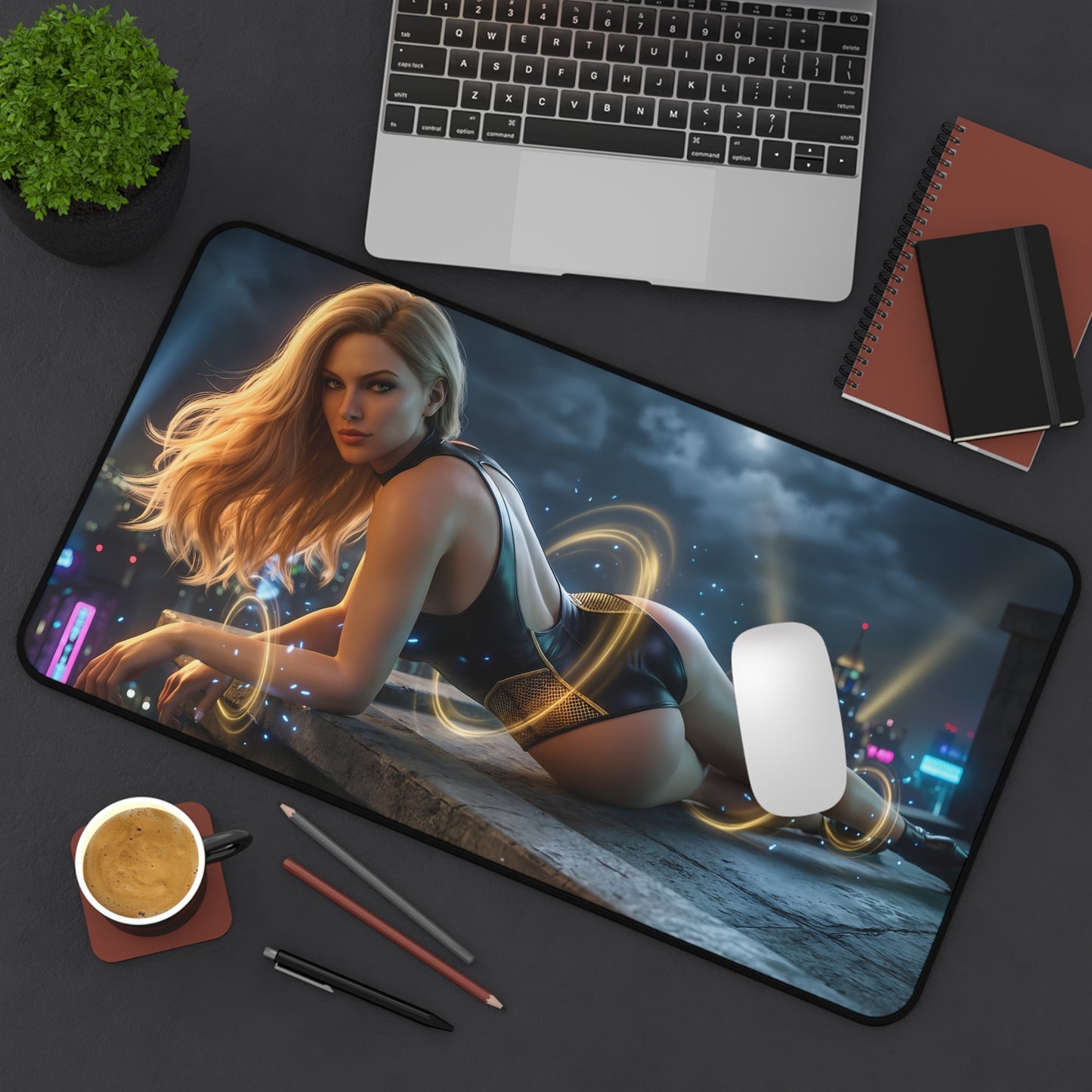 Black Canary Mouse Pad – DC Comics Gaming Mouse Pad, Stylish Gamer Desk Decor on gaming desk with character art, smooth surface and stitched edges