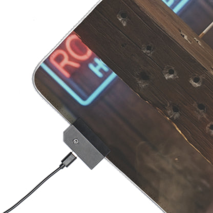 Black Lagoon Mouse Pad, Revy LED RGB Desk Mat, Gift for Gamer, Anime Room Decor — close-up of RGB controller and textured printed mat corner