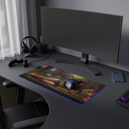 Black Lagoon Mouse Pad, Revy LED RGB Desk Mat, Gift for Gamer, Anime Room Decor — Revy dual-wield artwork on RGB gaming desk mat