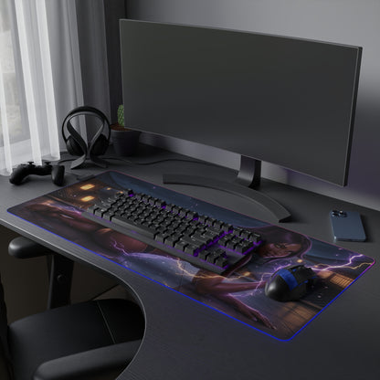 Bleach Mouse Pad, Yoruichi LED RGB Desk Mat, Gift for Gamer, Anime Room Decor — widescreen gaming desk mat with Yoruichi artwork and RGB glow