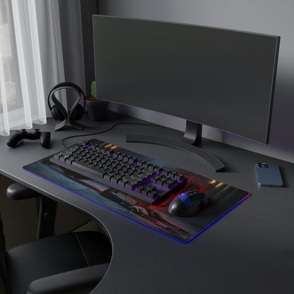 BloodRayne Mouse Pad, Rayne LED RGB Desk Mat, Gift for Gamer, Gothic Game Decor - large RGB gaming desk mat with vampire hunter artwork