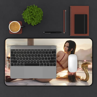 Boa Hancock Mouse Pad – One Piece Gaming Mouse Pad, Stylish Gamer Desk Decor on gaming desk with laptop and mouse