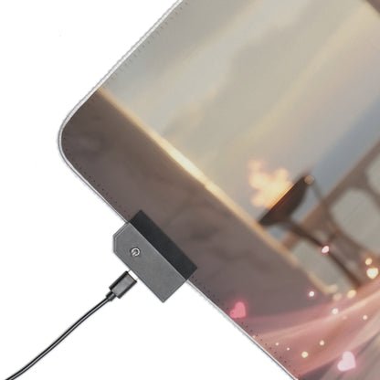 Boa Hancock RGB Mouse Pad – One Piece LED Desk Mat, Anime Gamer Decor close-up of LED edge lighting, USB controller and printed anime artwork