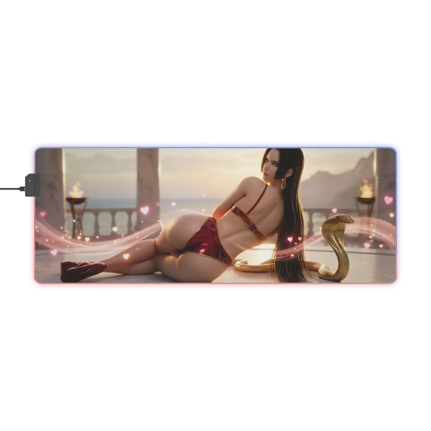 Boa Hancock RGB Mouse Pad – One Piece LED Desk Mat, Anime Gamer Decor featuring Boa Hancock reclining art on RGB extended desk mat