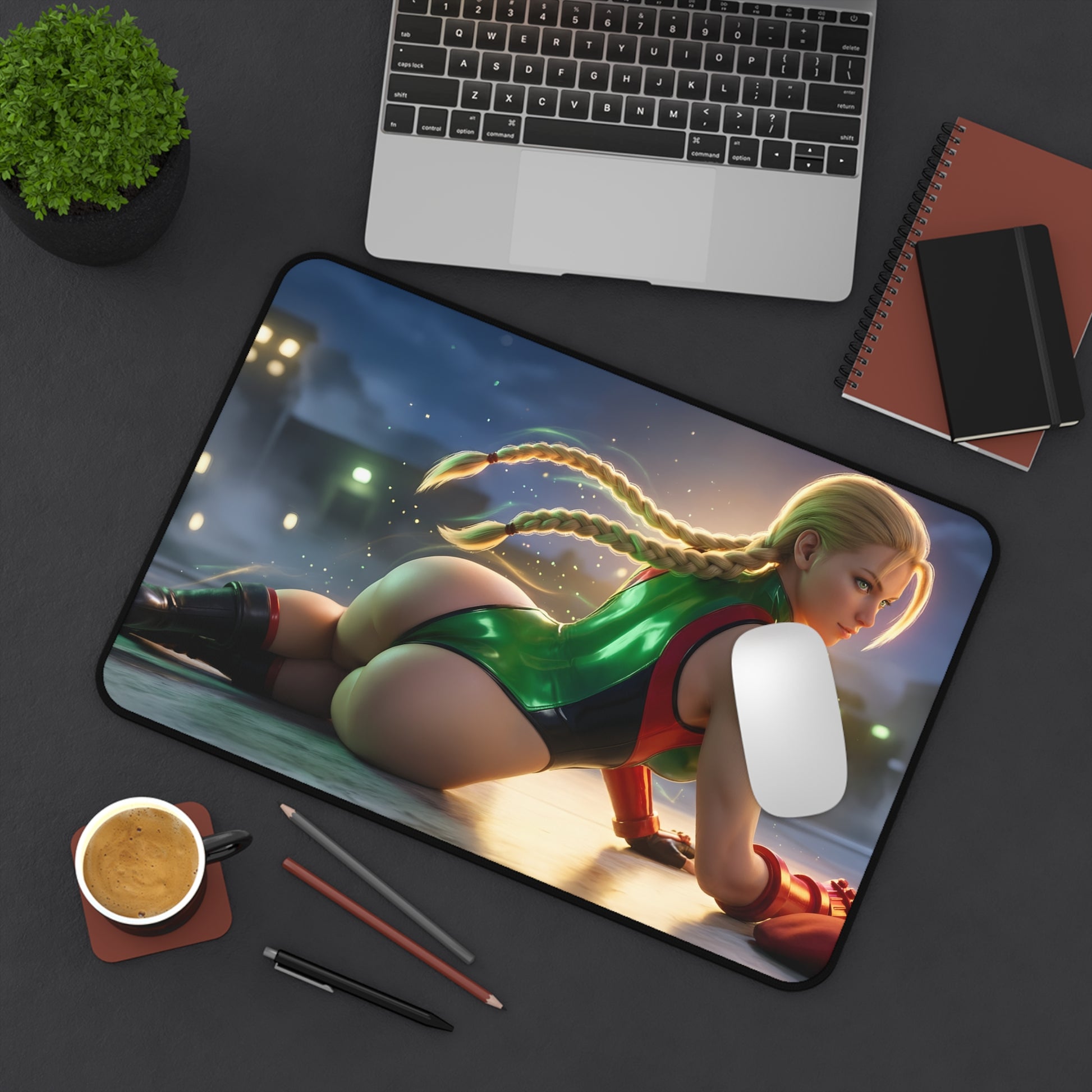 Cammy White Mouse Pad – Street Fighter Gaming Mouse Pad, Stylish Gamer Desk Decor featuring Cammy artwork on a competitive gaming desk