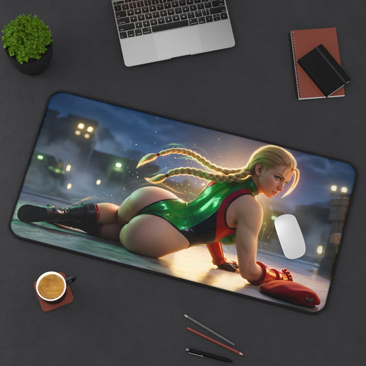 Cammy White Mouse Pad – Street Fighter Gaming Mouse Pad, Stylish Gamer Desk Decor displaying Cammy artwork on a premium stitched gaming mouse pad