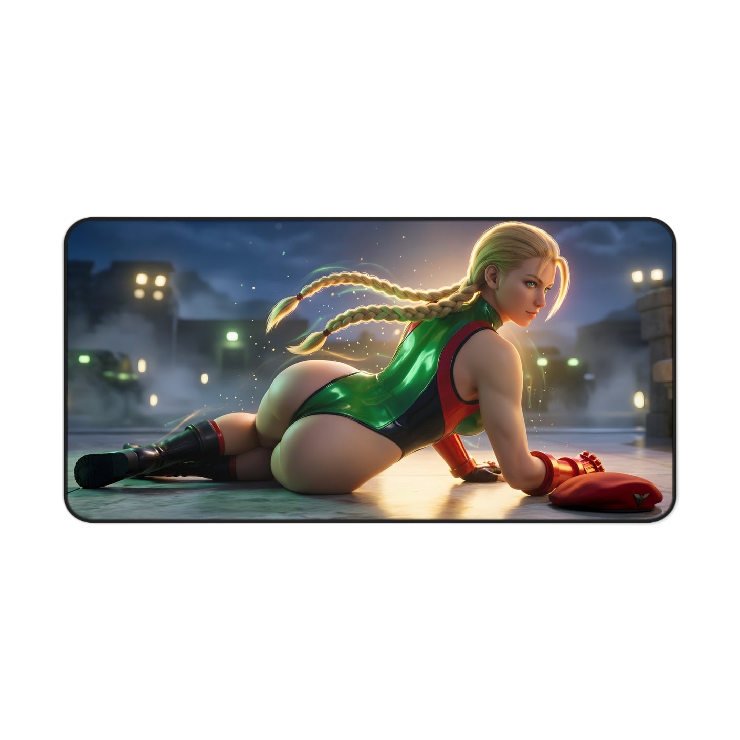 Cammy White Mouse Pad – Street Fighter Gaming Mouse Pad, Stylish Gamer Desk Decor featuring Cammy in action pose on premium stitched gaming surface