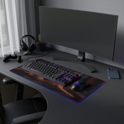 Chainsaw Man Mouse Pad – Makima Illuminated LED Desk Mat, Anime Gamer Room Decor, Gift for Otaku on RGB gaming desk with keyboard and mouse