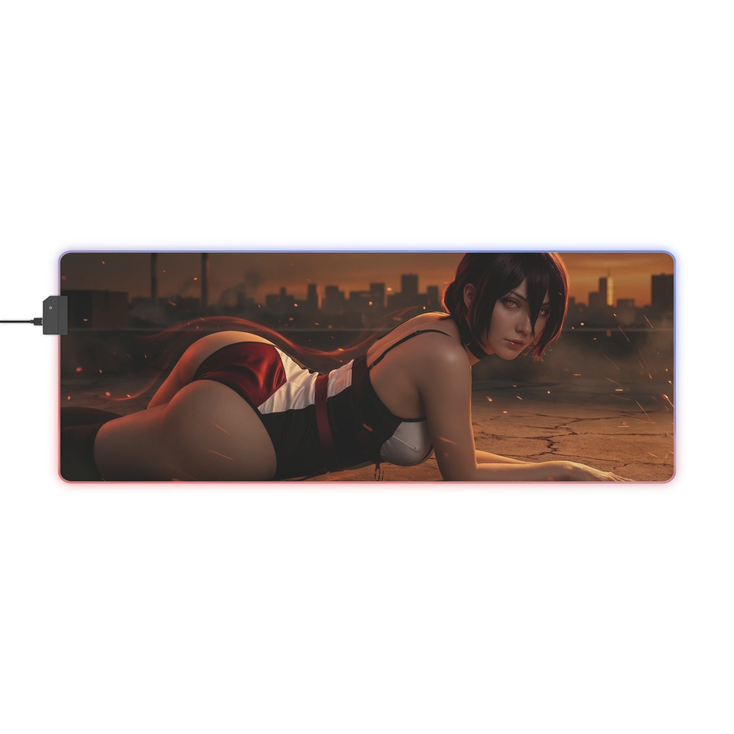 Chainsaw Man Mouse Pad, Reze LED RGB Desk Mat, Gift for Gamer, Manga Room Decor — Reze artwork on RGB gaming desk mat