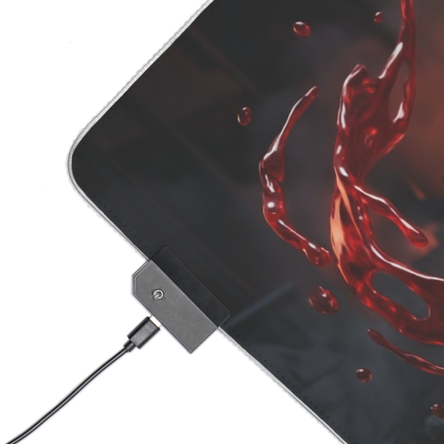 Chainsaw Man Mouse Pad, Power LED RGB Desk Mat, Gift for Gamer, Anime Room Decor — red liquid splash corner with USB LED controller