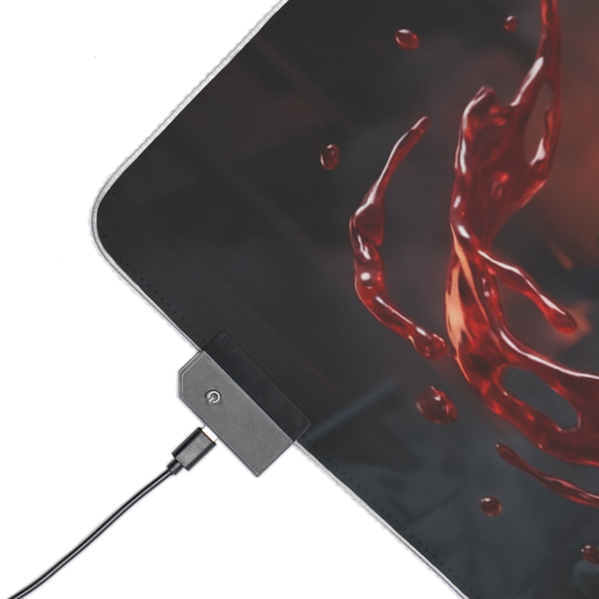 Chainsaw Man Mouse Pad, Power LED RGB Desk Mat, Gift for Gamer, Anime Room Decor — red liquid splash corner with USB LED controller