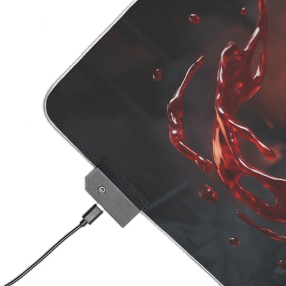 Chainsaw Man Mouse Pad, Power LED RGB Desk Mat, Gift for Gamer, Anime Room Decor — red liquid splash corner with USB LED controller