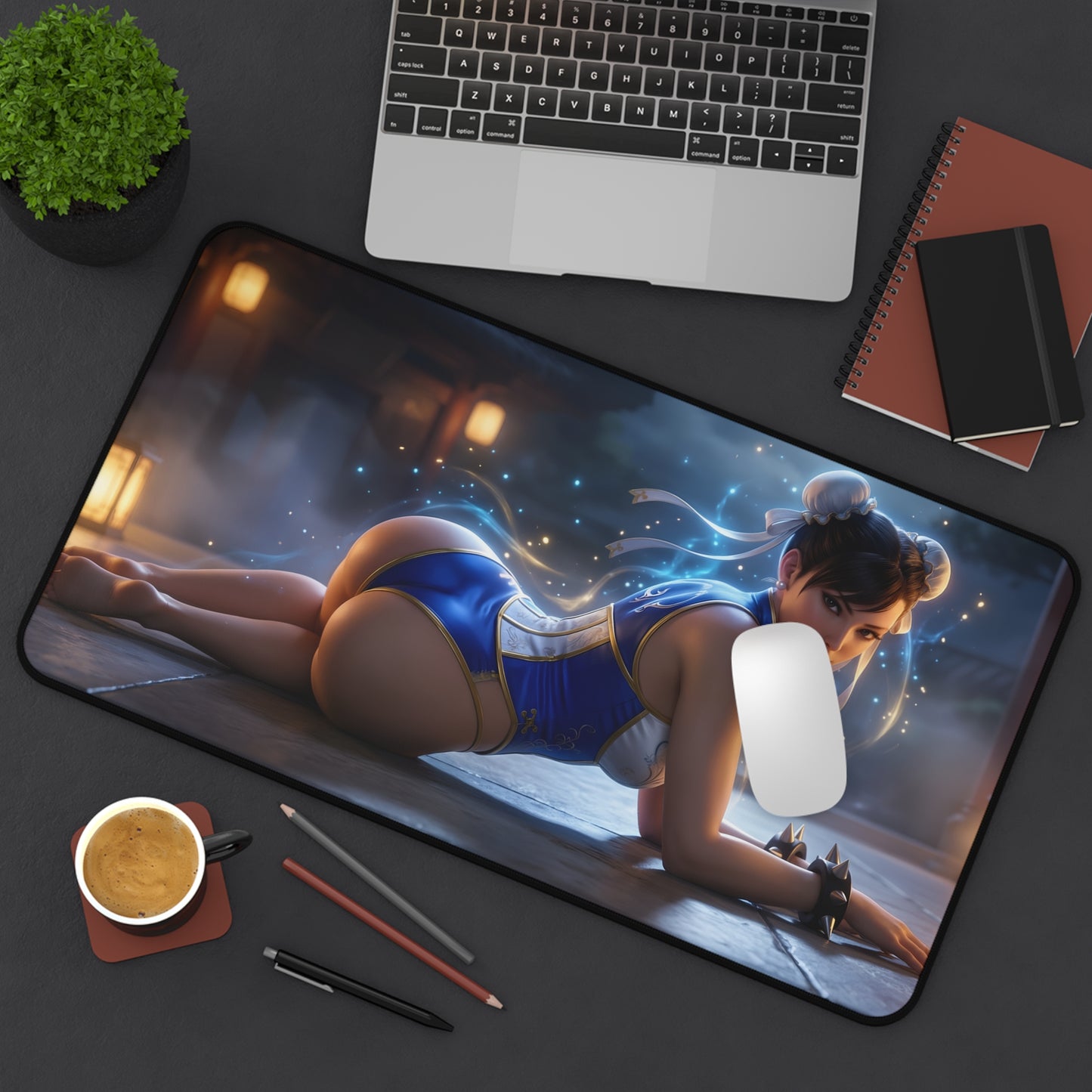 Chun-Li Mouse Pad – Street Fighter Gaming Mouse Pad, Stylish Gamer Desk Decor featuring Chun-Li artwork on a large stitched gaming mouse pad
