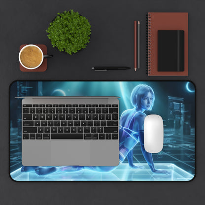 Cortana Mouse Pad – Sci-Fi Game Gaming Mouse Pad, Stylish Gamer Desk Decor featuring holographic Cortana artwork on a large gaming desk mat