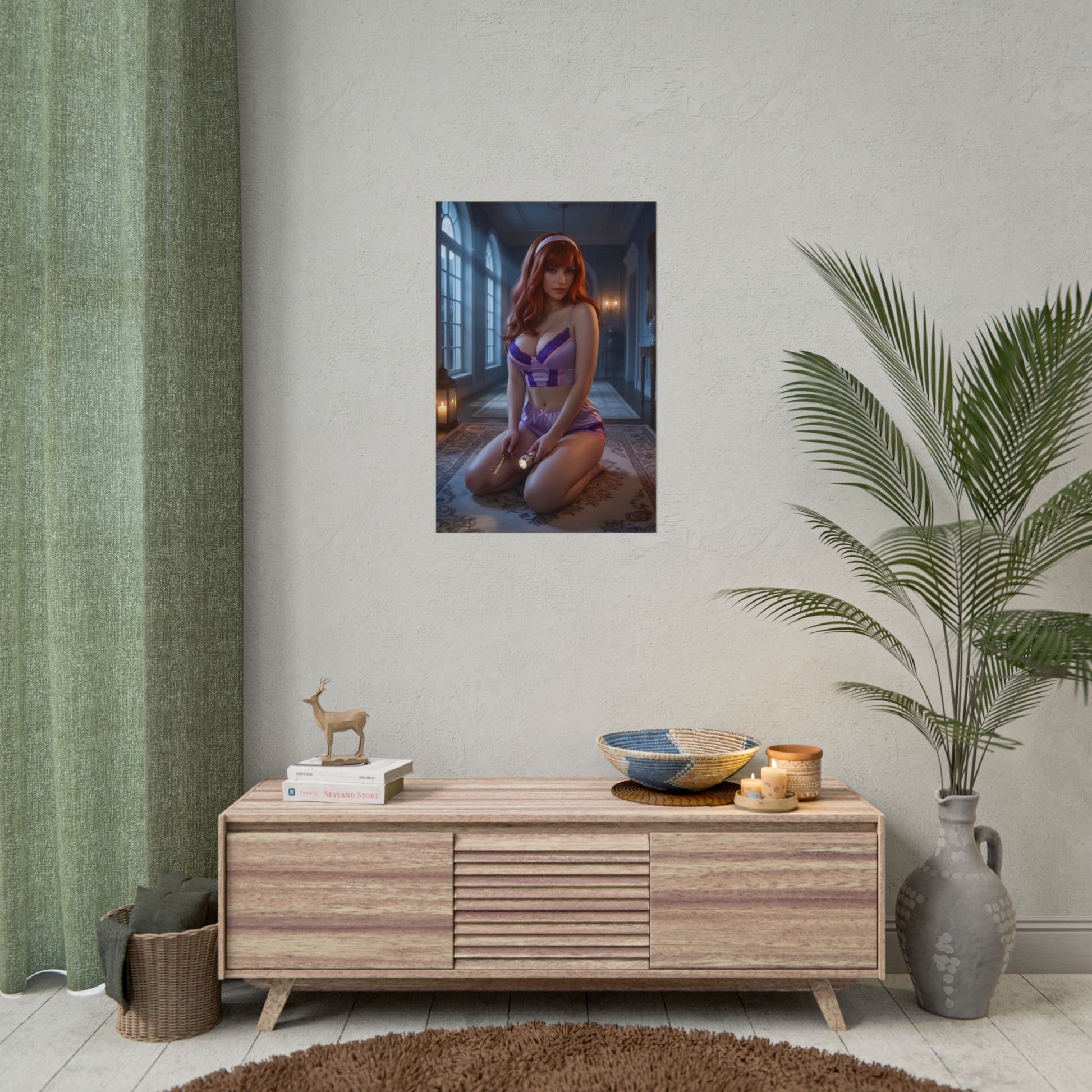 Daphne Blake Poster / Daphne Blake Wall Art / Daphne Blake Art Print / Mystery Anime Poster featuring sensual, softly lit anime heroine in elegant interior