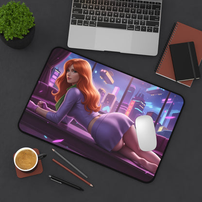Daphne Blake Mouse Pad – Classic Cartoon Gaming Mouse Pad, Stylish Gamer Desk Decor on desk with laptop, coffee, and mouse