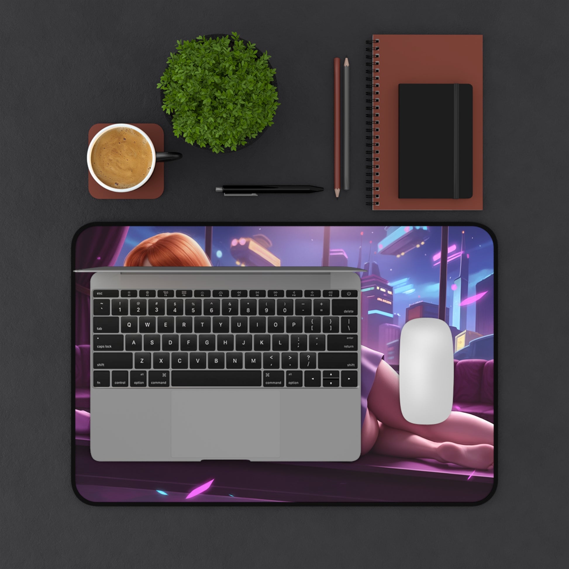 Daphne Blake Mouse Pad – Classic Cartoon Gaming Mouse Pad, Stylish Gamer Desk Decor on desk with laptop and mouse