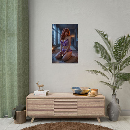 Daphne Blake Poster / Daphne Blake Wall Art / Daphne Blake Art Print / Mystery Anime Poster featuring sensual, softly lit interior scene with warm tones
