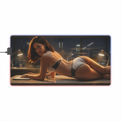 DC Mouse Pad – Lois Lane LED RGB Desk Mat, Superhero Gamer Room Decor, Gift for Comic Fan — Lois Lane newsroom night scene desk mat