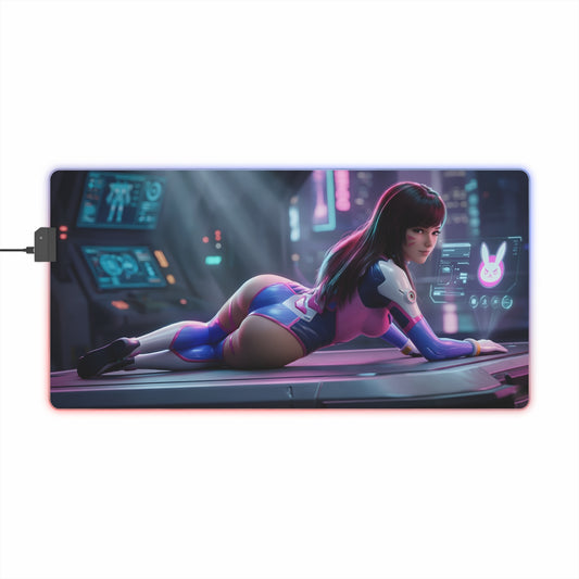 D.Va RGB Mouse Pad – Overwatch LED Desk Mat, Gamer Desk Decor featuring HD D.Va artwork, RGB edge lighting, extended non-slip gaming desk mat