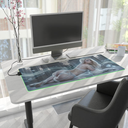 Marvel Mouse Pad, Emma Frost Illuminated LED Desk Mat, Gift for Gamer, Superhero Room Decor — LED gaming desk mat featuring Emma Frost artwork